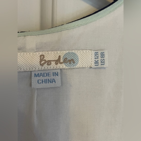 Boden | 'Pixie' Shift Style Navy & White Clover Printed Dress 8R - Picture 3 of 9